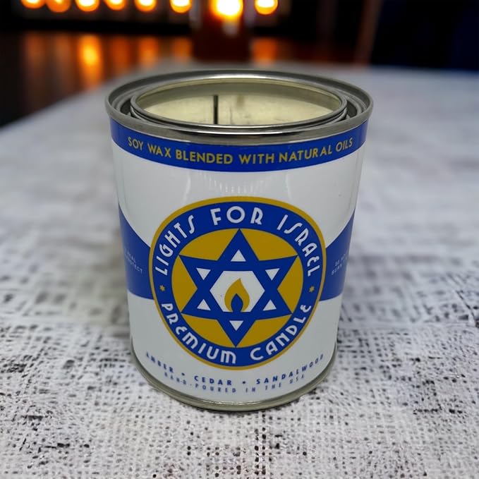 Long-Burning, One-Pint Premium Candles for Men | Vintage Inspired Oil Can Design | Soy Wax, Vegan Friendly, Made in The USA | Fury Bros. | Classically Cool (Lights for Israel)