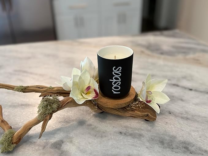 Rosbas Candle, Black Raspberry Vanilla Scented, Natural Soy Wax, Black Ceramic Jar, 8 oz, Cotton Wick, Gift Box, Long Burn Time, Home, Non-Toxic,Handmade in USA