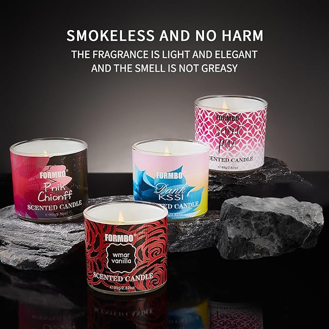 Soy Candles Home Glass Jar Scented Candles Even Burn High Concentration Long-Lasting Fragrance Ideal for Bedrooms, Bathrooms, Offices, Small Gatherings DANK KSSI