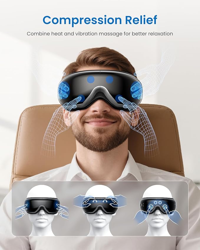 RENPHO Eye Massager with Heat, Valentines Day Birthday Gifts for Women Men Her, Eyeris 1 Heated Sleep Mask, Eye Care, Headache Massager for Migraines with Bluetooth Music