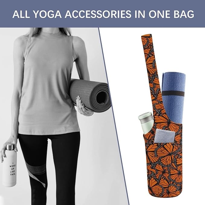 Meaudiwes Large Size Yoga Mat Bag with Long Strap, Yoga Mats Carrier Storage Bag, Exercise Mat Holder Accessories