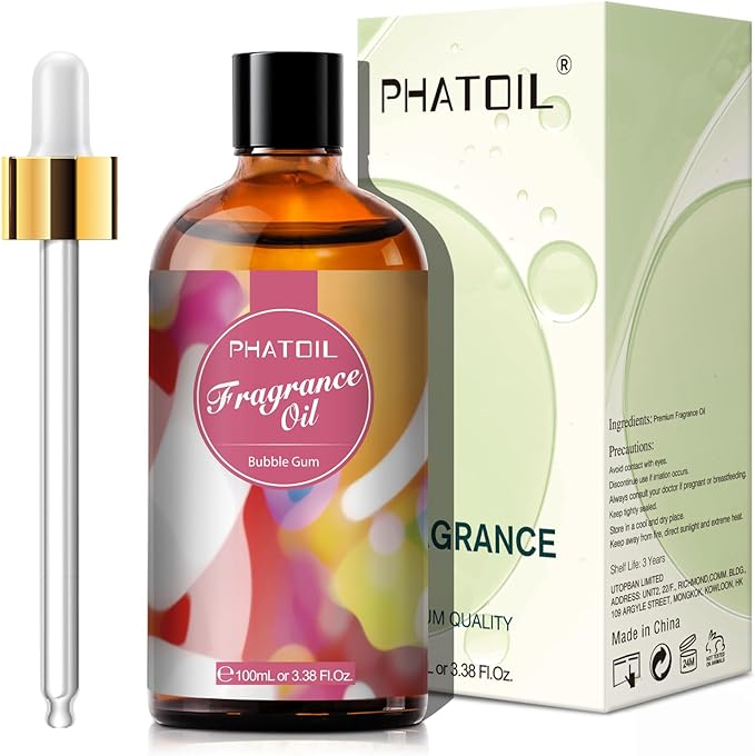PHATOIL 3.38FL.OZ Bubble Gum Fragrance Oils for Aromatherapy, Essential Oils for Diffusers for Home, Perfect for Diffuser, DIY Candle and Soap Making, DIY Scented Products - 100ml