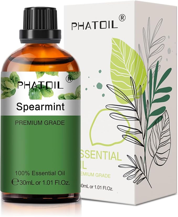 Spearmint 1.01fl.oz Essential Oil, PHATOIL Pure Aromatherapy Oils for Diffuser, Humidifier, Perfect for DIY Soap, Candle, Bath Bombs Making(30ml)