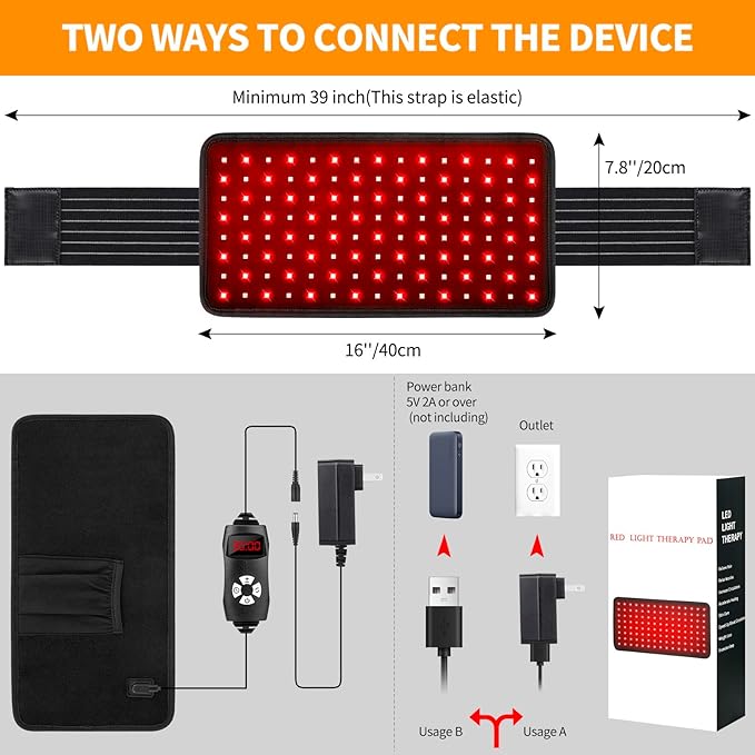 Red Light Therapy, T60 Large Infrared Light Therαpy Pad for Body Back Pain Muscle Feet Knee Relief, Portable Red Light Therαpy Wrap Belt 660&850nm Heating Pad for Men Women
