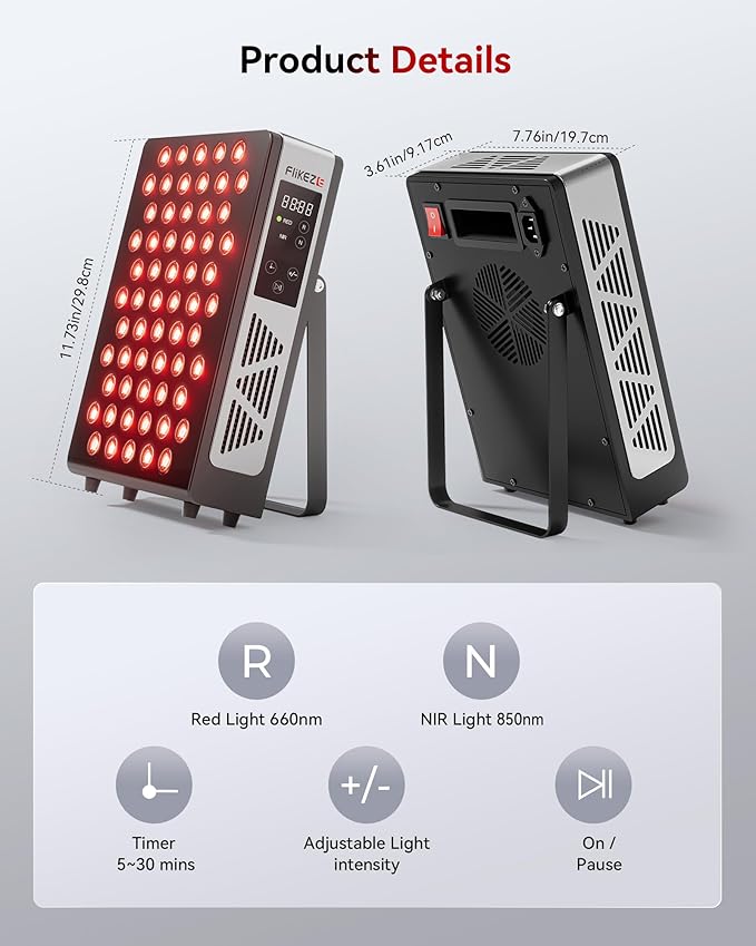 2026 Upgraded Red Light Therapy for Face and Body, 60 Dual Chip LEDs 660nm-850nm Near Infrared Light Therapy Panel,Adjustable Brightness (20-100%),Time(5-30 min) Red Light Therapy for Home Office