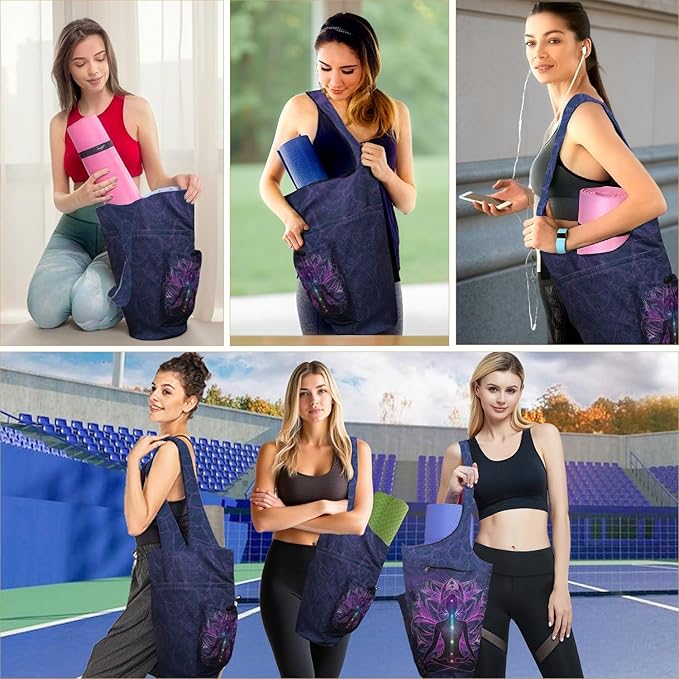 saniwu Yoga Mat Bag Carrier for Women Workout Large Waterproof with Zipper Pocket, Keychain and Wide Shoulder Straps