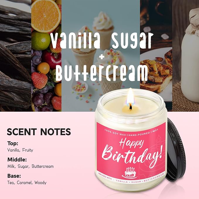 Birthday Gifts for Women, Perfect Birthday Present, Funny Presents for Mom, Friends, Wife, Sister, 7oz Vanilla Cream-Scented Candle