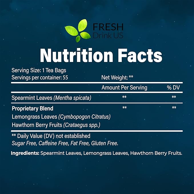 FreshDrinkUS, Premium 75 Tea Bags Better Sleep Herbal Tea | Special Herbal Sleep Tea, Caffeine-Free Loose Leaf Blend with Spearmint Leaves, Lemongrass Leaves, and Hawthorn Berry – Naturally Refreshing and Aromatic.