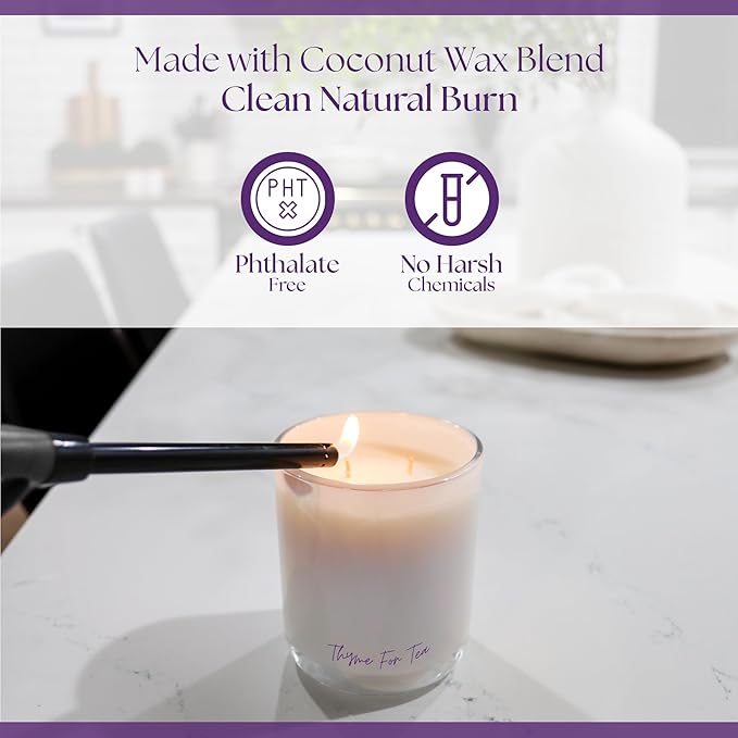 2-Wick Scented Candle, Long-Lasting Jar Candle for Home, Relaxing & Clean Burn, Coconut Wax Scented Candles, Gift Set for Women, Birthdays, Holidays – Thyme for Tea 11 Oz