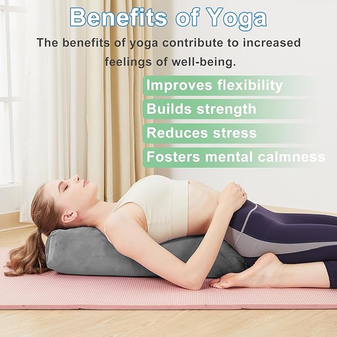 TokSay Rectangular Yoga Bolster Pillow, Meditation Pillow for Yin & Restorative Yoga, Filled with Wasted Sponge
