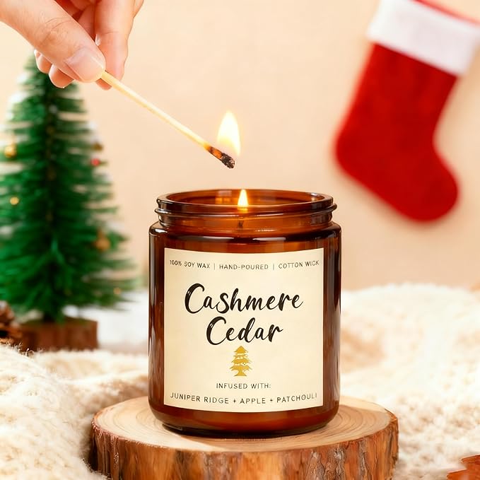 Holiday Candle Gift Set for Women – 6 Pack 7oz Winter Scented Soy Candles, Long Lasting Aromatherapy Christmas Gifts for Her, Perfect for Home Décor, Vanilla, Cinnamon & Cedar Scents