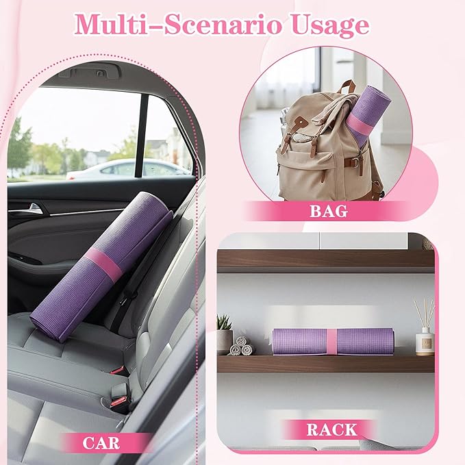 APLZGMG Yoga Mat Strap, One Snap Yoga Mat Slap Band for Keep Mats Tightly Rolled, Elastic One Snap Straps Band