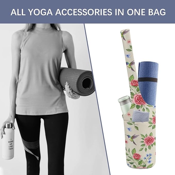 Meaudiwes Large Yoga Mat Bag Fit Most Size for Ladies Yoga Mats Carrier Bags Multi-Functional Exercise Mat Holder Storage Bag