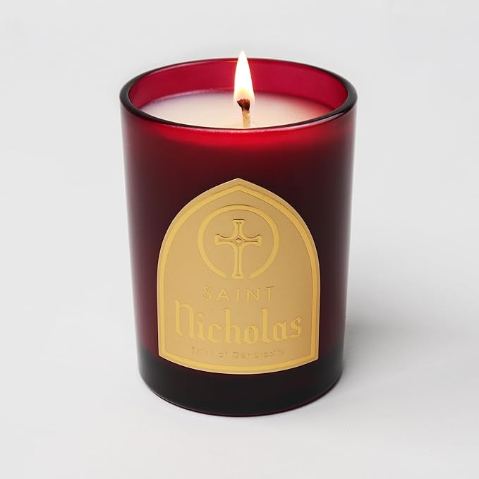 Saint Nicholas Scented Candle with Prayer and Prayer Coin, Saint of Generosity, Soy Coconut Aromatherapy Candle with 80 Hour Burn Time, Special Edition