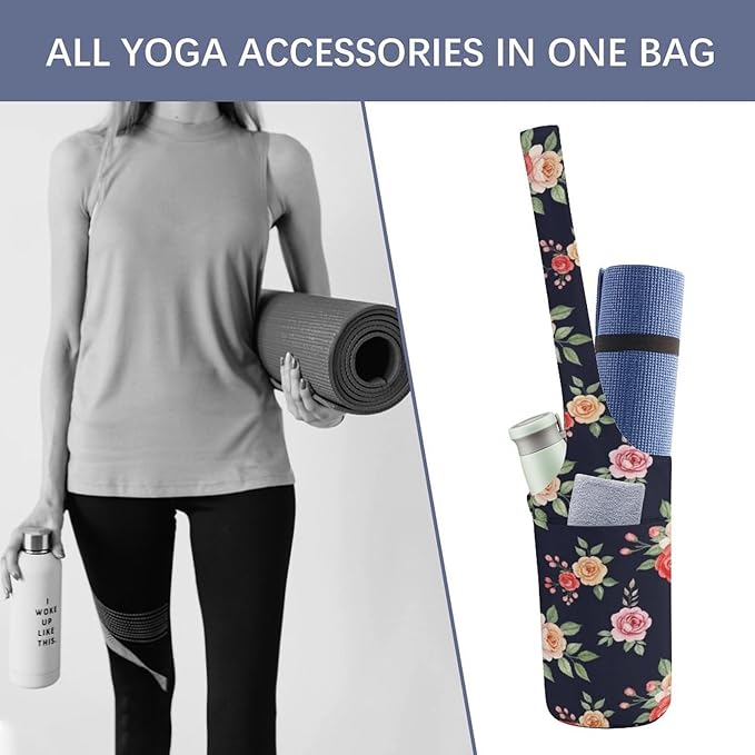 Meaudiwes Stylish Yoga Mat Bags Sports Yoga Totes Fits Most Size Mats Exercise Mat Carrier Storage Bag Yoga Gifts for Women