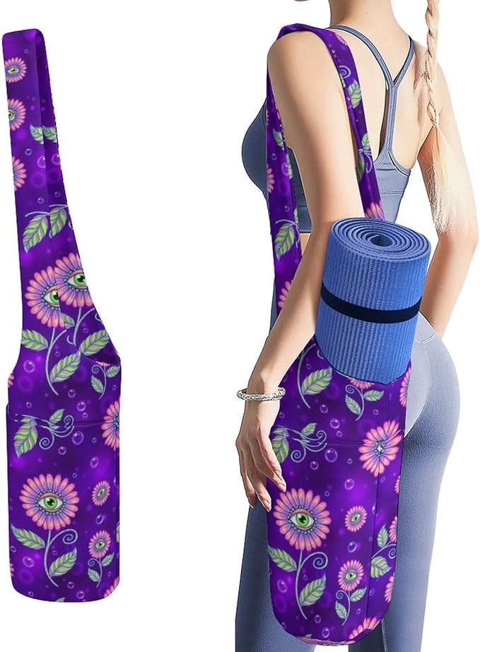 Meaudiwes Yoga Mat Bag for Women, Stylish Yoga Mat Tote Sling Carrier Bag, Long Strap Exercise Mats Totes Sport Storage Bag
