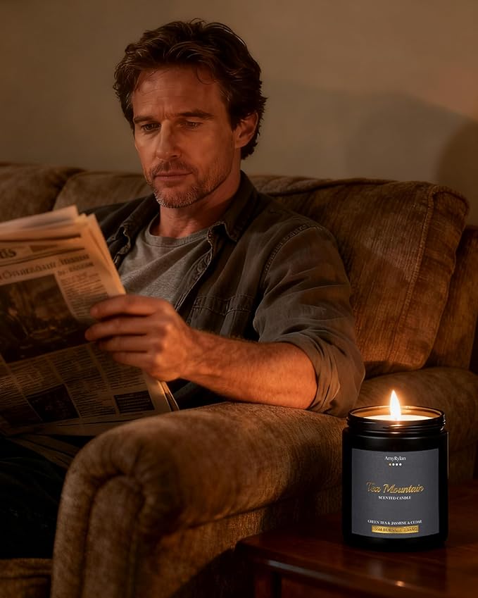4 Pack Wooden Wick Scented Candle Gift Set for Men, 30oz Non-Toxic Soy Wax, 220 Hours of Burn Time Masculine Candle, Aromatherapy Candle for Father's Day, Boyfriend, Husband, Dad, Brother, Boss