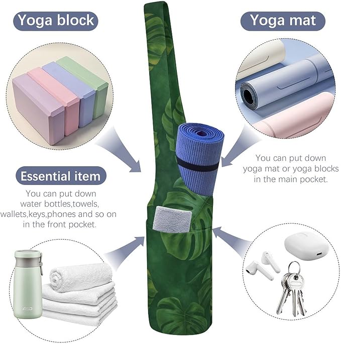 KKdskkds Vintage RoseYoga Mat Bag Large Opening Long Tote Yoga Mat with Pocket Fit Most Size Mats