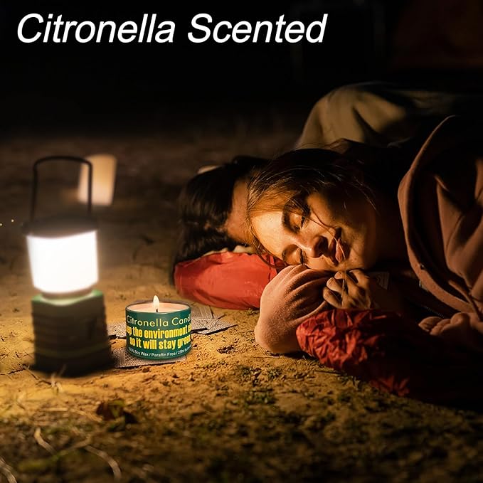 Green Strong Citronella Candles Outdoor, 4 Pack, 4 Oz, Outdoor Candles for Patio & Gardens Decor, Camping Accessories, Forests, Meadows, Mountain Campsites