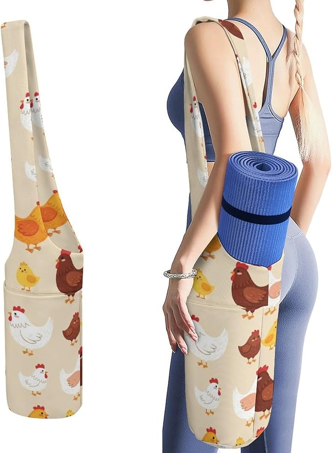 Meaudiwes Large Yoga Mat Bag with Long Strap for Women Yoga Accessories Sports Storage Bags Exercise Mats Tote Sling Carrier Bag