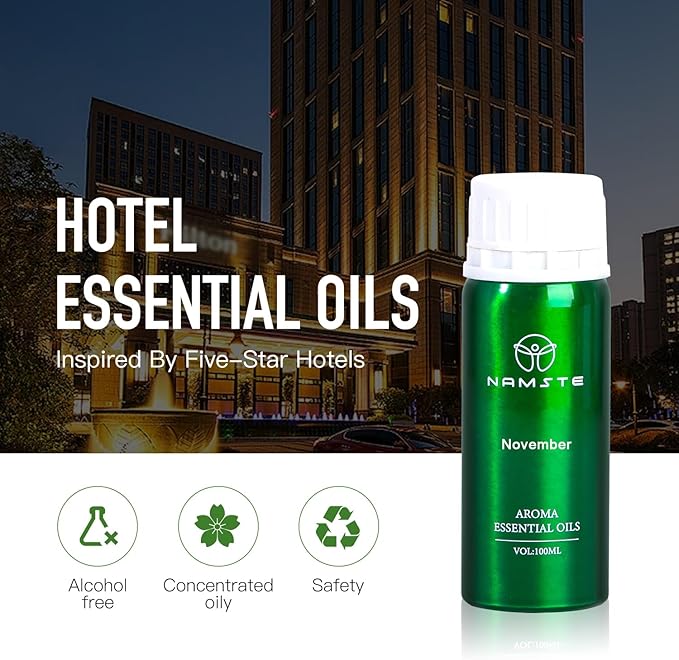 November - Diffuser Essential Oil - Luxury 5-Star Hotel Inspired Scent, 3.38 Fl Oz Fresh Melon & Lily Blend with Cucumber Notes, Long Lasting Air Freshener for Home Spa