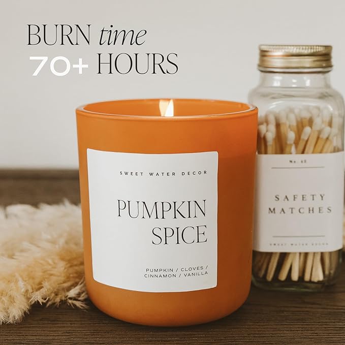 Sweet Water Decor Spiced Apple Cider Soy Candle | Orange, Lemon, and Cinnamon Scented Candle for Home | 15oz Orange Jar, 70+ Hour Burn Time, Made in The USA