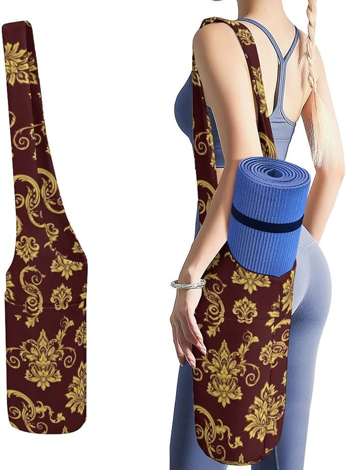 Meaudiwes Yoga Mat Bag for Women, Stylish Yoga Mat Tote Sling Carrier Bag, Long Strap Exercise Mats Totes Sport Storage Bag