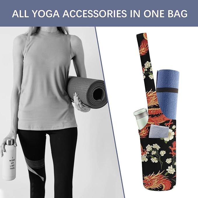 Aiyoolee Yoga Mat Bag with Large Pocket, Strap Bag Carriers for Women