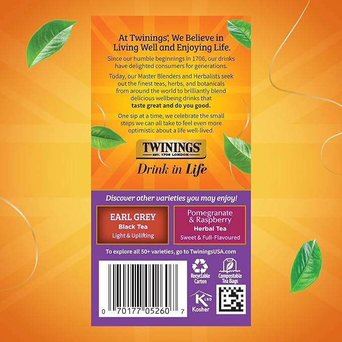Twinings Blackcurrant Breeze Black Tea Individually Wrapped Bags, 20 Count (Pack of 1), Sweet, Tangy Taste, Caffeinated, Enjoy Hot or Iced, 20 Teabags