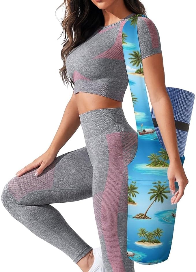 Aiyoolee Fashion Yoga Mat Bag with Large Pocket, Long Tote Yoga Bag Fit Most Mats Accessories