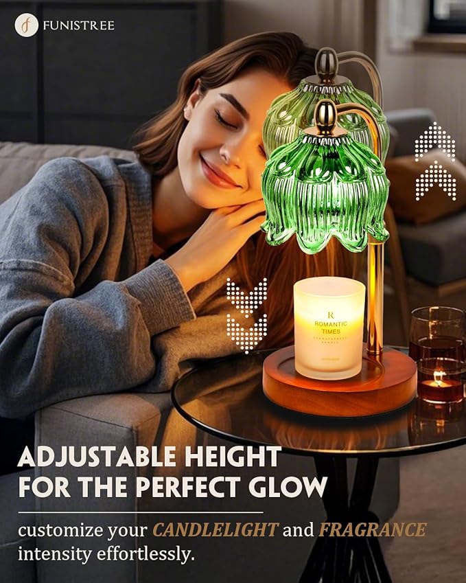 Candle Warmer Lamp with Timer Dimmable, Adjustable Height, Birthday Gifts for Women Mom, House Warming Gifts New Home Room Decor, Christmas Gifts,Wax Warmer Lamp for Jar Candles with 2 Bulbs