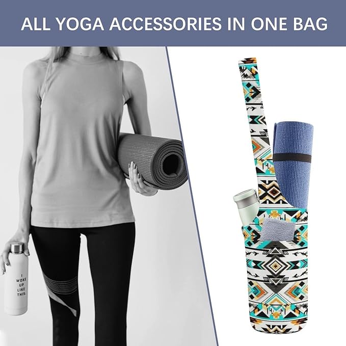 Aiyoolee Yoga Mat Carrier Portable Single Shoulder Strap Bag with Pocket for Gym Yoga Workout Travel