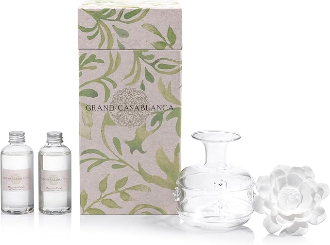 Zodax Grand Casablanca Porcelain Oil Diffuser - 6.76 oz -Magnolia Petals