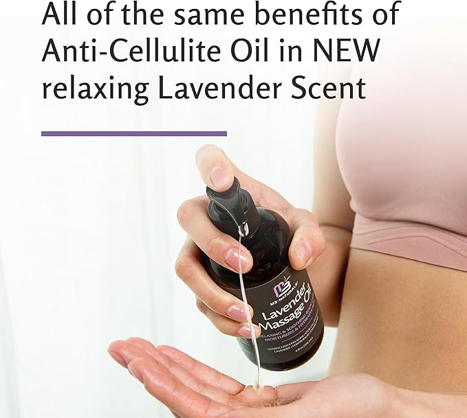 Lavender Massage Oil with Collagen and Stem Cells - Skin Firming Therapy Oil for Cellulite and Quick Absorption on Bum, Thighs, and Belly, 8 fl oz (Pack of 2) by M3 Naturals