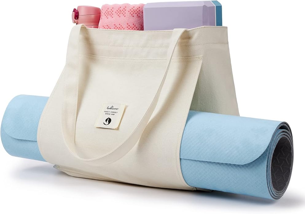 WLLWOO WLLWOO Yoga Bags for Women with Yoga Mats Bags Carrier Carryall Canvas Tote for Pilates Shoulder for Travel Office Beach Workout