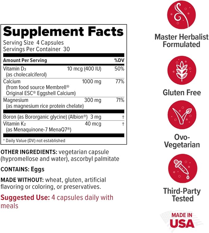 Redd Remedies, Bone Health Advanced, Vitamin D3 and Calcium for Strong Bone Support, 120 Vegetarian Capsules