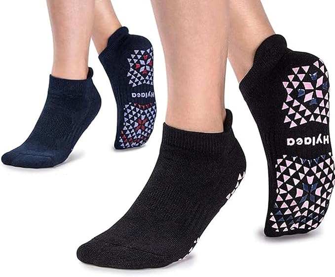 Hylaea Unisex Non Slip Socks with Grip for Yoga, Hospital, Pilates, Barre | Ankle, Cushioned