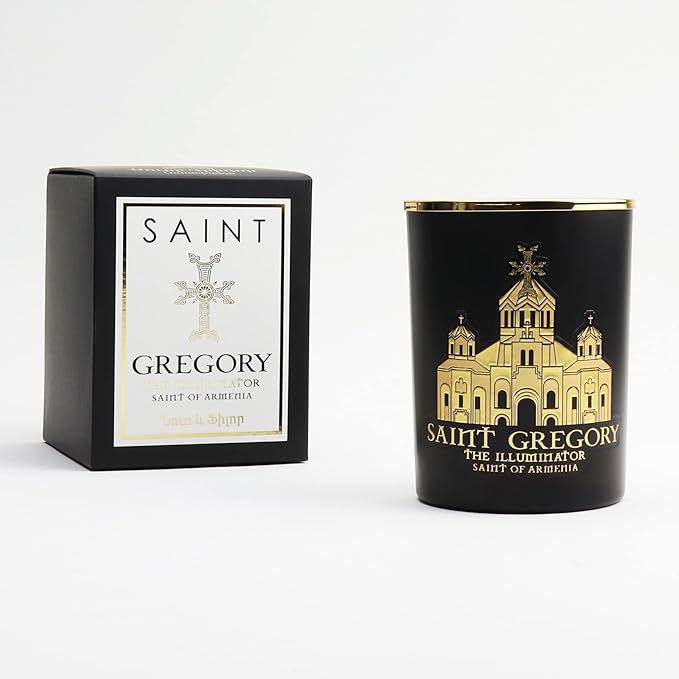 SAINT Saint Gregory The Illuminator Scented Candle with Prayer and Prayer Coin, Saint of Armenia, Soy Coconut Aromatherapy Candle with 80 Hour Burn Time, Special Edition