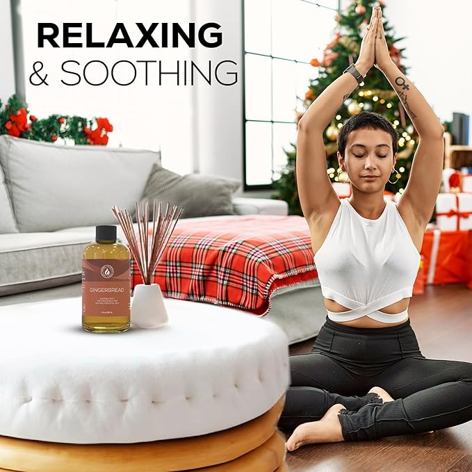 Aroma Country Gingerbread Diffuser Oil - Luxury Essential Oils for Diffuser Refill & Air Freshener Room Spray - Long-Lasting & Natural Home Fragrance, Gingerbread Scented Oil (8.5 Fl. oz)
