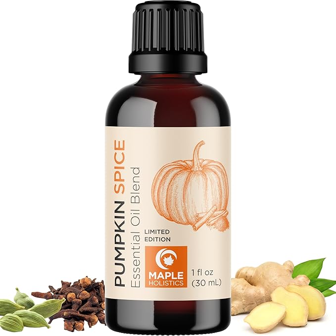 Pumpkin Spice Essential Oil Blend - Warm & Cozy Pumpkin Spice Oil for Diffuser Candles Soaps & DIYs with Real Nutmeg Cinnamon Clove & Ginger Extracts - Fall Scented Aromatherapy Blend (1 Fl Oz)