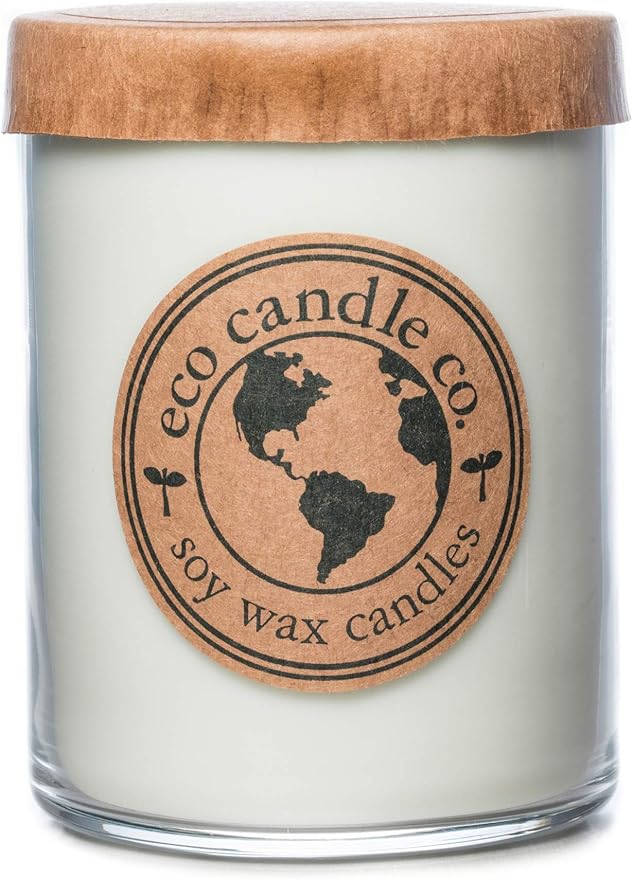 ECO CANDLE CO. Recycled Candle, Lemongrass Sage, 18 oz. Double Wick - Scents of Lemongrass & Sage - 100% Soy Wax, No Lead, Kraft Paper Label & Lid, Hand Poured, Phthalate Free, Midwest Grown Soybeans
