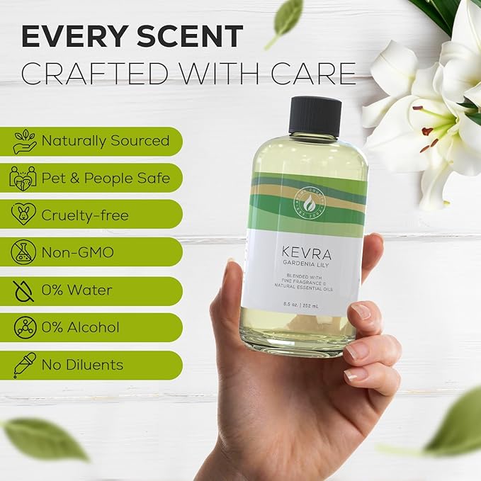 Aroma Country Kevra Diffuser Oil - Luxury Essential Oils for Diffuser Refill & Air Freshener Room Spray - Long-Lasting & Natural Home Fragrance, Garden Lily Scented Oil for Diffusers (8.5 Fl. oz)