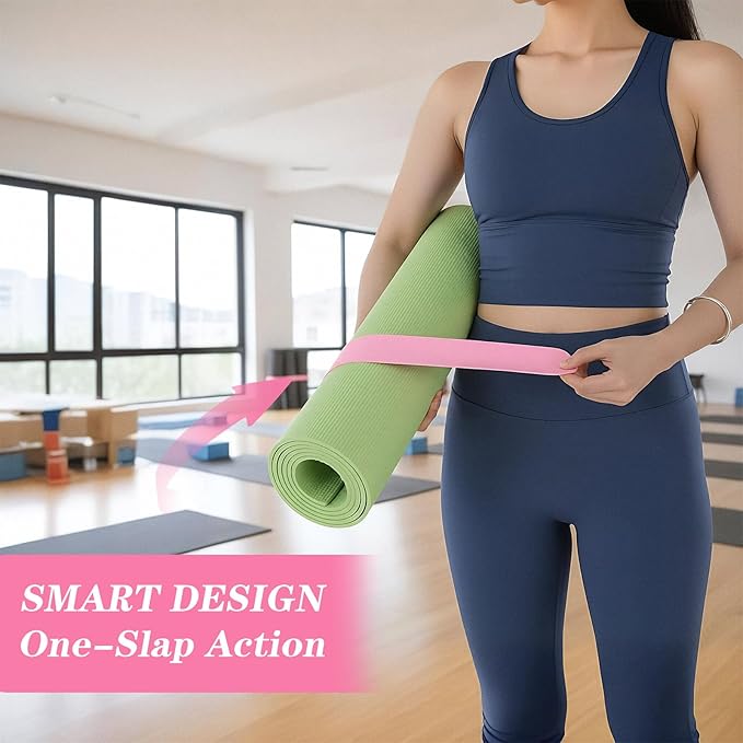 APLZGMG Yoga Mat Strap, One Snap Yoga Mat Slap Band for Keep Mats Tightly Rolled, Elastic One Snap Straps Band