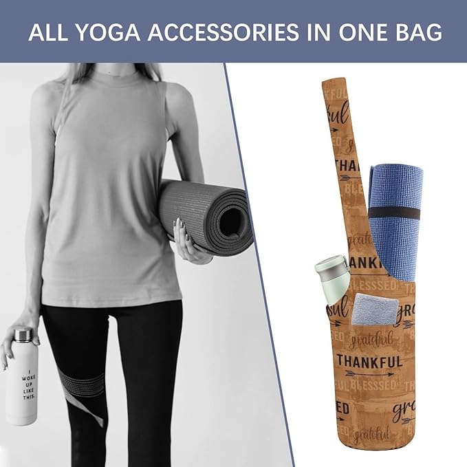 Aiyoolee Yoga Mat Bag for Women with Large Pocket, Yoga Gifts Accessories with Adjustable Shoulder Strap for Workout Stuff