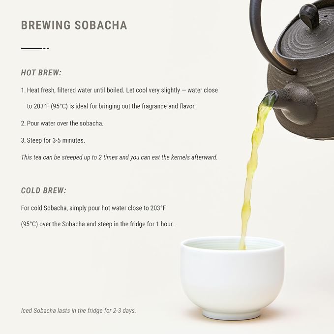 Senbird Premium Sobacha - Japanese Soba Buckwheat Tea - From Hokkaido - Loose Leaf in Airtight Tea Tin (3.5oz/100g)