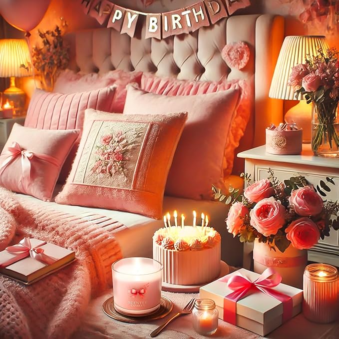 Birthday Candles, Scented Candles Gift Set for Stress Relief, 6 Votive Candles for Women and Men, Birthday Candle Gifts for Women (6 Colors, 14 oz)