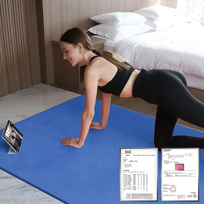 Hatha Yoga Large TPE Yoga Mat 6'x4'x1/2" Extra Thick Non-Slip Exercise Mat - for Yoga Pilates & Home Gym Workouts