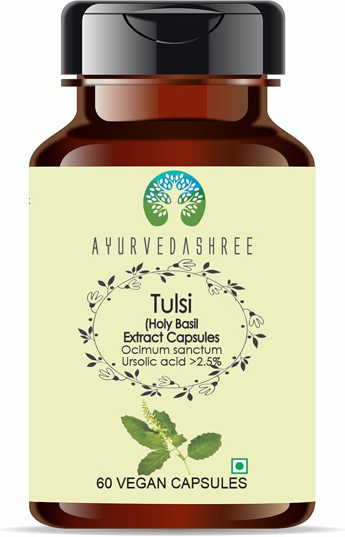 Tulsi Extract 500mg - 60 Vegetarian Capsules | Ocimum Sanctum | | All Natural | 100% Vegan | Gluten-Free.