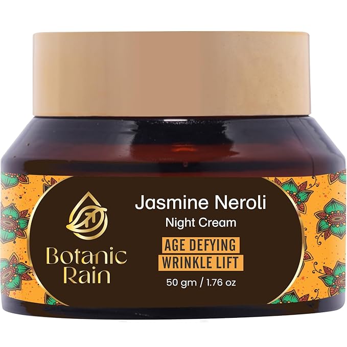 Organic Night Moisturizer For Women Anti Aging With Jasmine Neroli, Natural Crepey Skin Cream For Aging Skin, Ayurveda Products Suitable For All Skin Type - 1.76 fl oz
