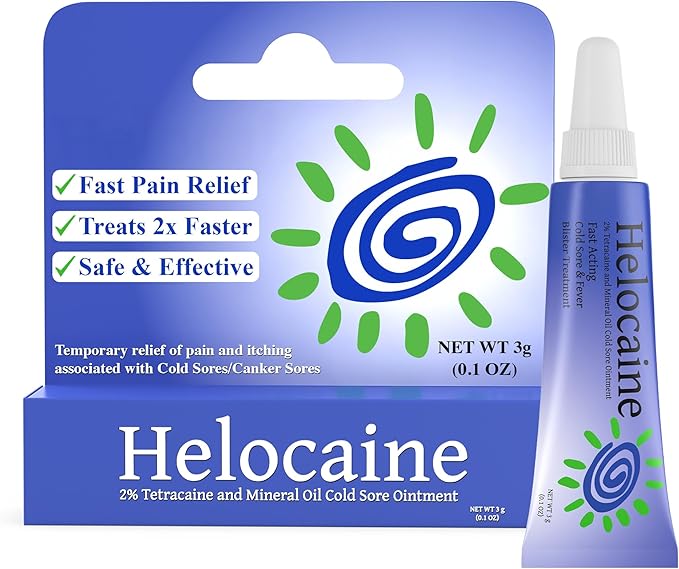 Fast Acting Cold Sore Canker Sore Treatment for Lips & Inside Mouth, Oral and Topical Rapid Pain Relief Over-The-Counter, 3g, 0.1 oz Tube, 1 Pack